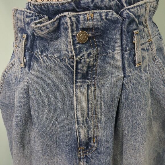 Abercrombie & Fitch Paperbag high Waist rise Mom Jeans raw hem Blue 27 4 s Women - Picture 5 of 6